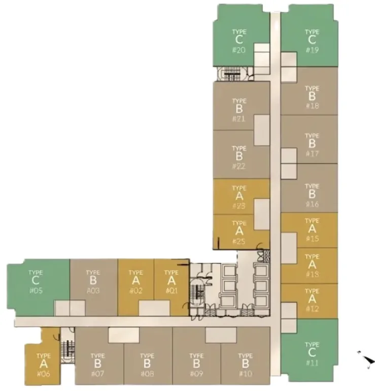 Paragon Iconic JB Tower B floor plate with Type A, B and C unit positions
